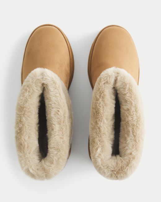 Hollister Natural Faux Leather Fuzzy Boots