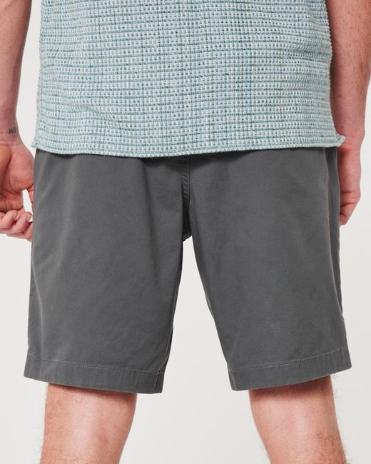 Hollister Gray Twill Pull-on Shorts 9" for men