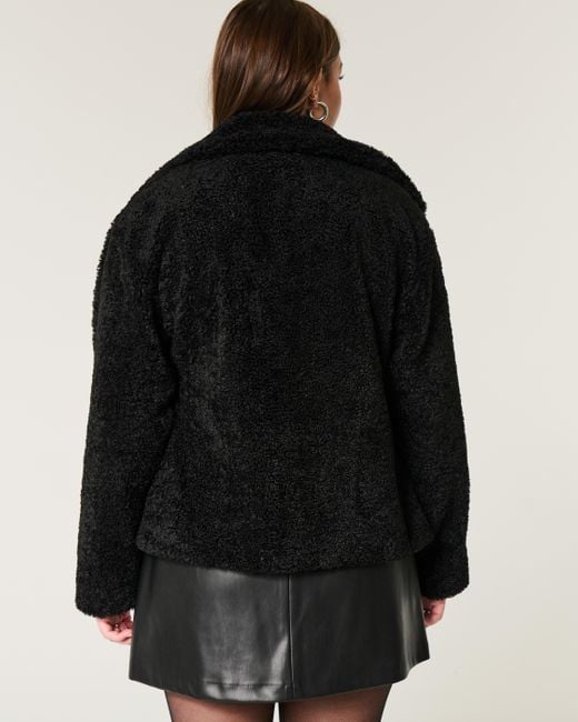 Hollister Black Sherpa Peacoat