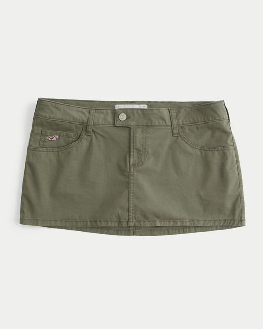 Hollister Green Ultra Low-rise Twill Icon Micro Mini Skort