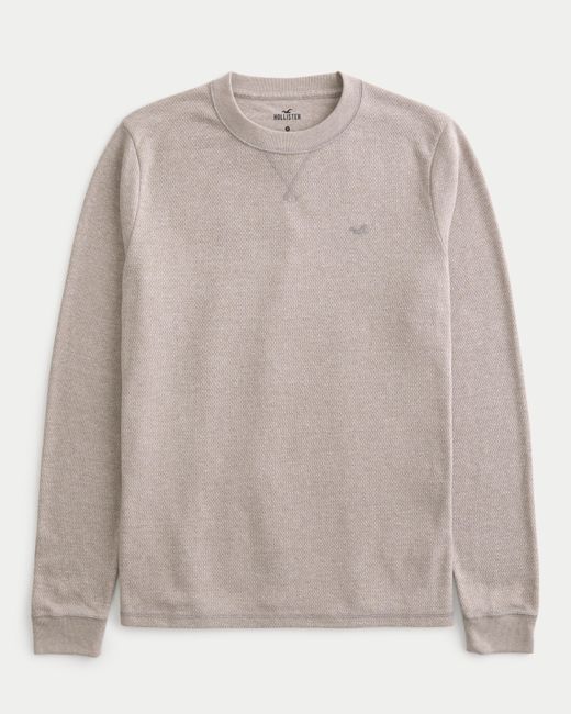 Hollister Gray Long-sleeve Icon Waffle Crew T-shirt for men