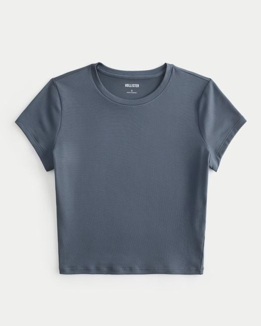 Hollister Blue Lang geschnittenes T-Shirt mit Rundhalsausschnitt ohne Nähte