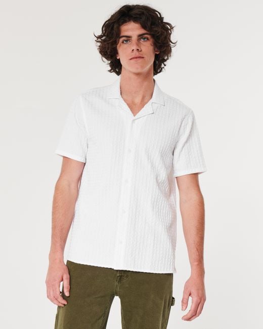 Hollister White Relaxed Textured Short-sleeve Shirt for men