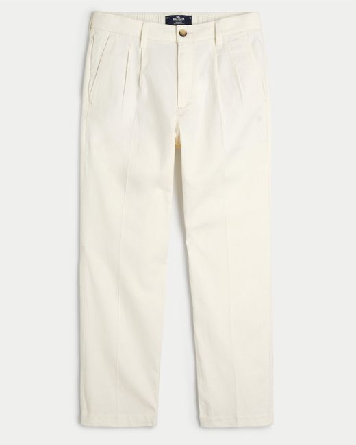 Hollister Natural Pleated Linen Blend Pants for men