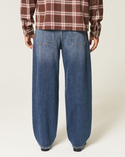 Hollister Blue Dark Wash Skater Baggy Jeans for men