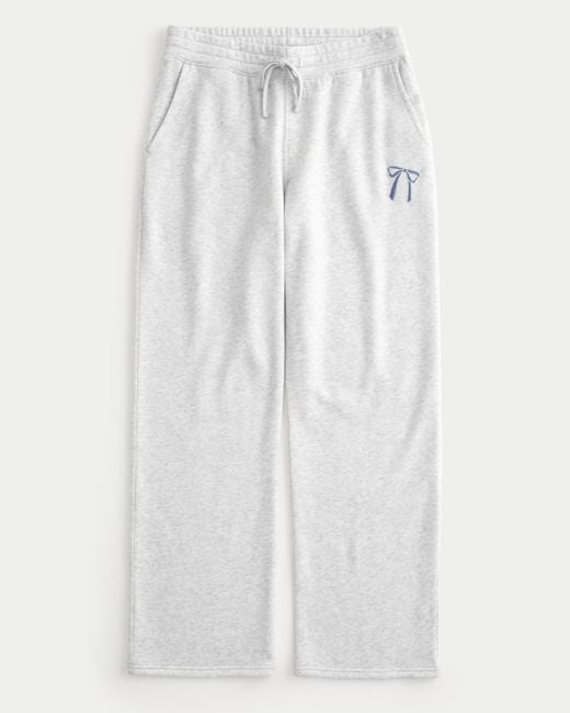 Hollister White Bow Graphic Straight Sweatpants