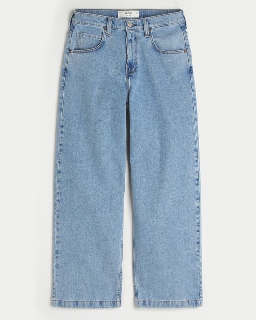 Hollister Blue Medium Wash Super Baggy Jeans for men