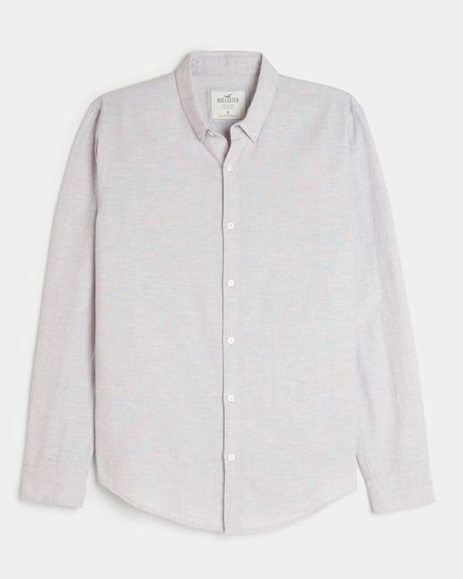 Hollister Langärmliges Hemd aus Leinenmischung mit Knopfverschluss in White für Herren