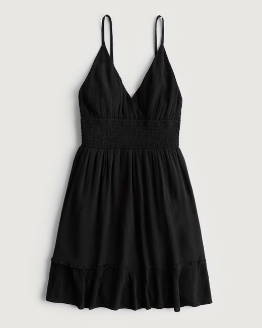 Hollister Black Smocked Waistband Mini Dress