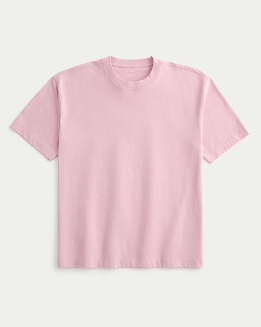 Hollister Kastiges, schweres T-Shirt aus Baumwolle mit Rundhalsausschnitt in Pink für Herren