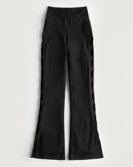 Hollister Black Social Tourist Ultra High-rise Knit Cutout Flare Pants