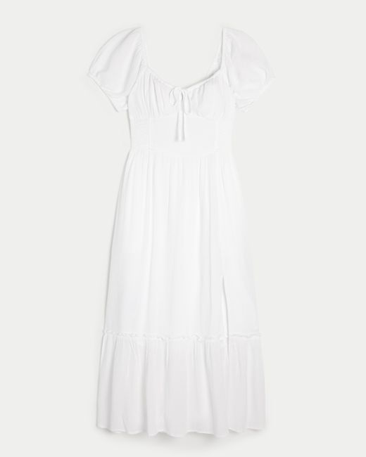 Hollister White Hollister Sofia Side-smocked Midi Dress