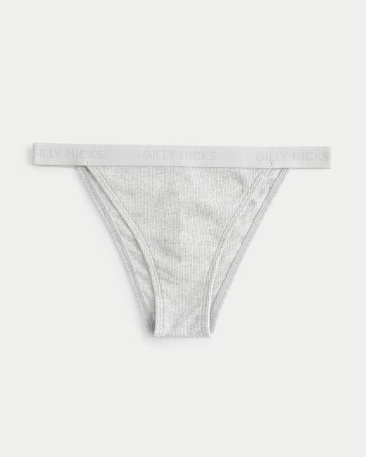 Hollister White Gilly Hicks Ribbed Cotton Blend Cheeky Underwear