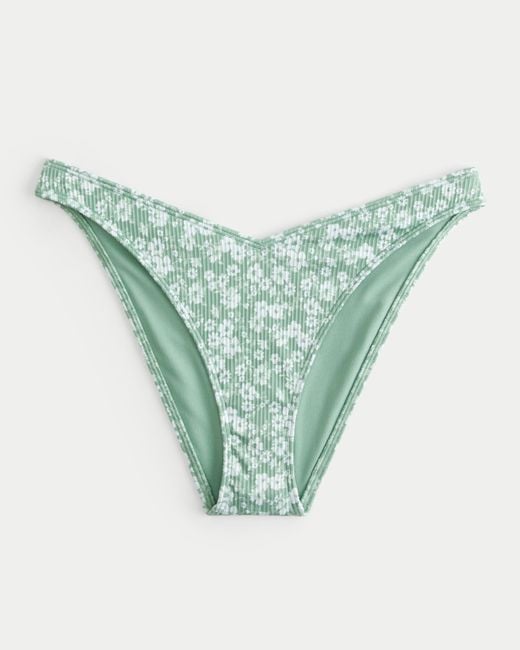 Hollister Green Ribbed High-leg V-waist Cheeky Bikini Bottom