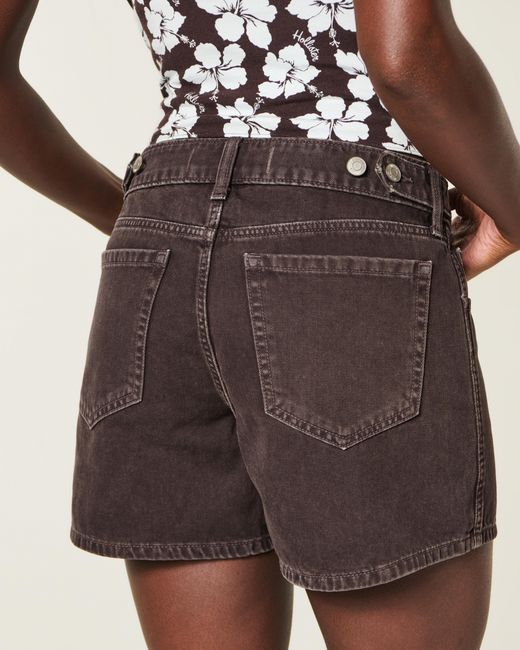 Hollister Black Hollister Andi Adjustable Waist Low-rise Brown Baggy Denim Shorts