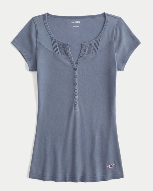 Hollister Blue Short-sleeve Icon Henley