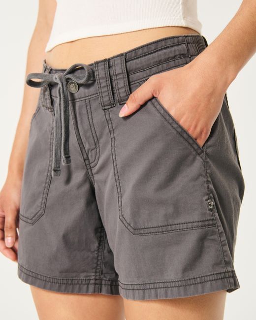 Hollister Gray Low-rise Adjustable Hem Shorts