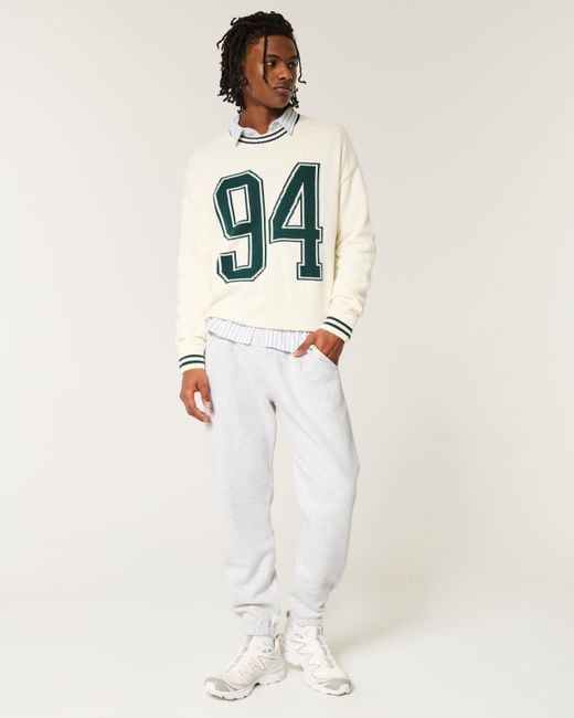 Hollister White Relaxed Fleece Joggers for men
