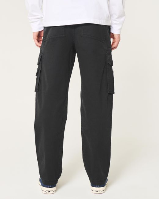 Hollister Black Loose Heavyweight Cargo Pants for men