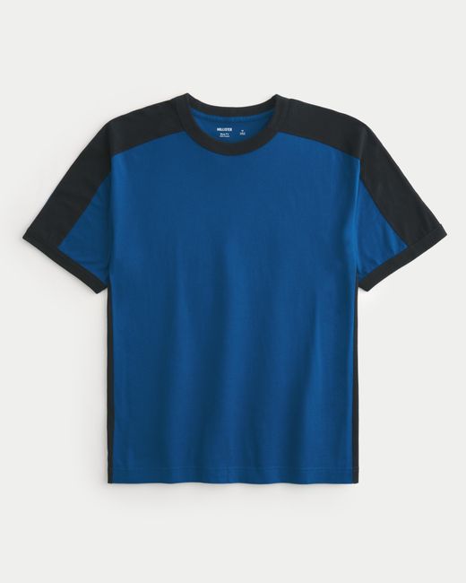 Hollister Blue Boxy Ringer Crew T-shirt for men