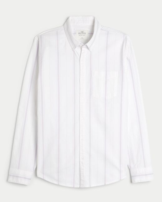 Hollister Langärmliges Oxford-Hemd in White für Herren