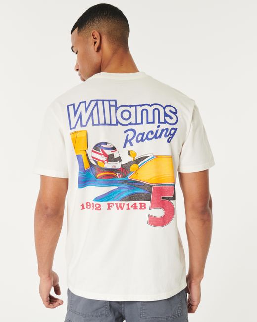 Hollister White Relaxed Williams Racing Graphic Tee