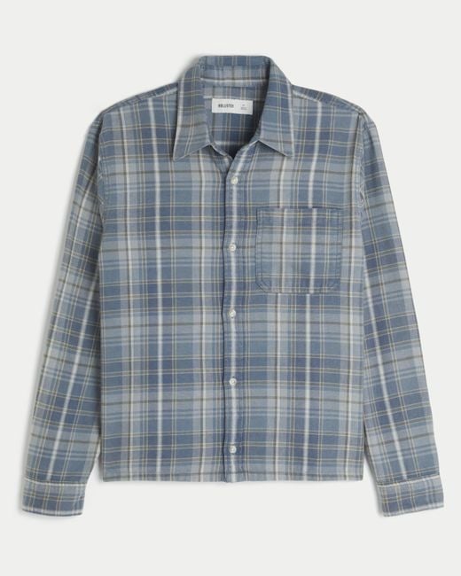 Hollister Blue Boxy Flannel Shirt for men