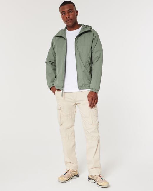 Hollister Green Fleece-lined All-weather Zip-up Jacket for men