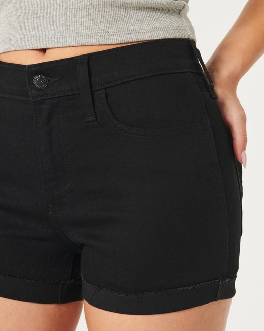 Hollister Black High Rise Jeans-Shorts, schwarz, 8 cm