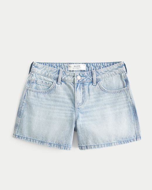 Hollister Blue Low-rise Light Wash Baggy Jean Shorts