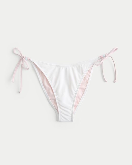 Hollister White Graphic Side-tie Cheeky Bikini Bottom