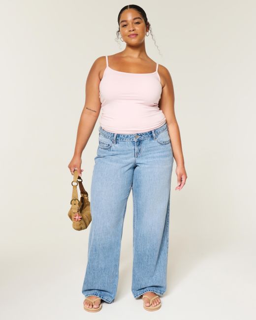 Hollister Blue Ultra Low-rise Medium Wash Baggy Jeans