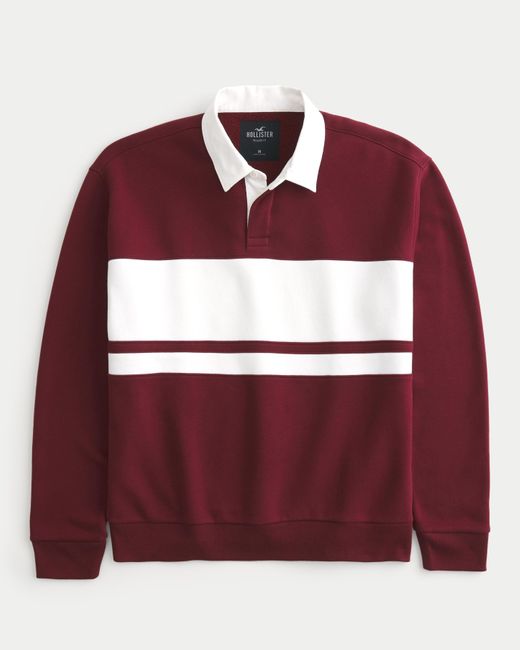 Hollister Red Relaxed Long-sleeve Rugby Polo Sweatshirt for men