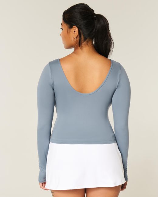 Hollister Blue Gilly Hicks Active Recharge Cinch Sweetheart Top