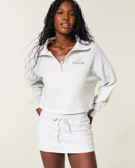Hollister White Low-rise Fleece Mini Skort
