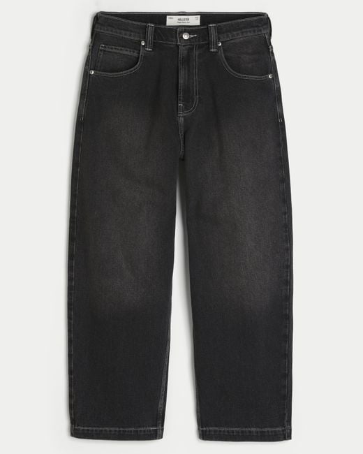 Hollister Gray Washed Black Embroidered Snake Skater Baggy Jeans for men
