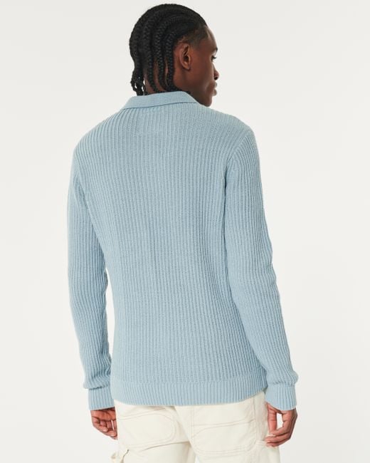 Hollister Blue Long-sleeve Sweater Polo for men
