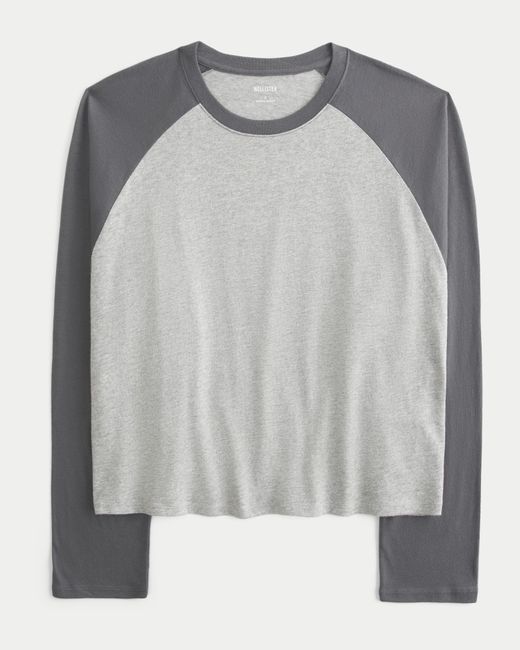 Hollister Gray Lässiges, langärmliges Raglan-T-Shirt