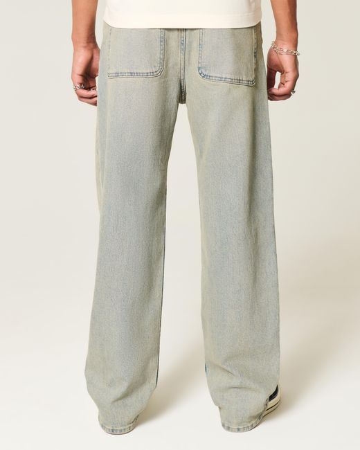 Hollister Gray Light Wash Baggy Jeans for men