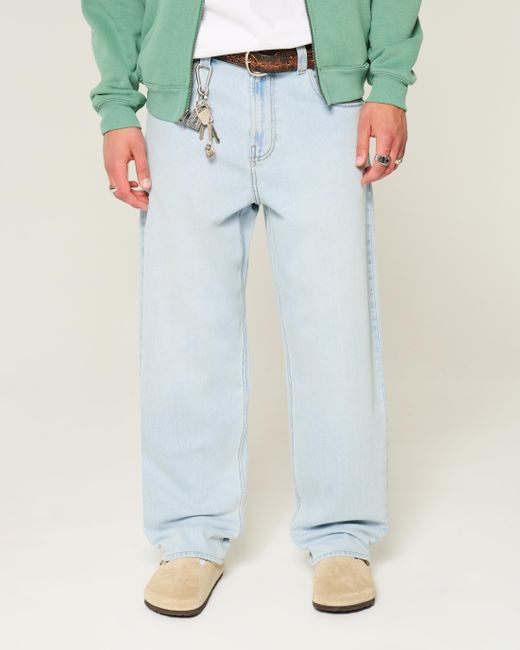 Hollister Blue Light Wash Skater Baggy Jeans for men