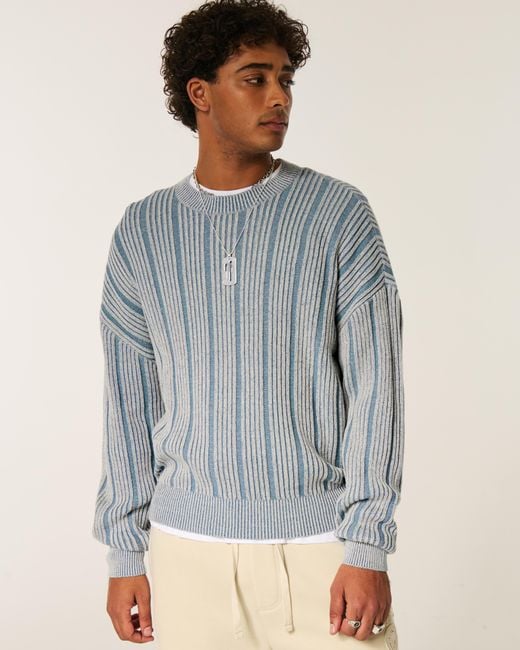 Hollister Kastiger Pullover mit Rundhalsausschnitt in Blue für Herren