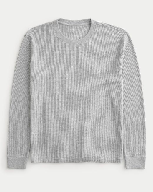 Hollister Gray Long-sleeve Thermal Crew T-shirt for men