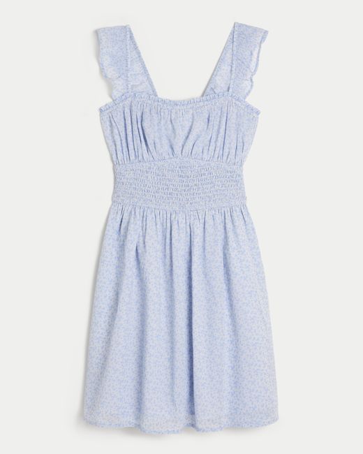 Hollister Blue Hollister Saidie Chiffon Flutter Sleeve Mini Dress