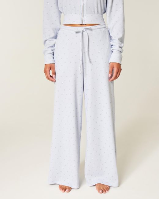 Hollister White Gilly Hicks Always Cozy Waffle Baggy Pants