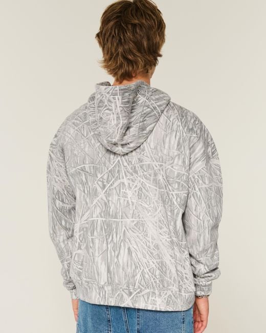 Hollister Gray Boxy Camo Zip-up Hoodie for men