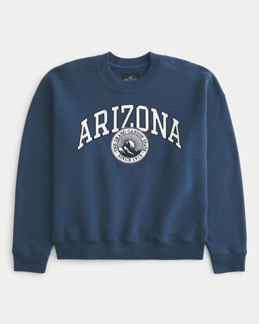 Hollister Sweatshirt mit Rundhalsausschnitt und Arizona-Grafik in Blue für Herren