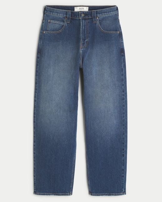 Hollister Blue Dark Wash Skater Baggy Jeans for men