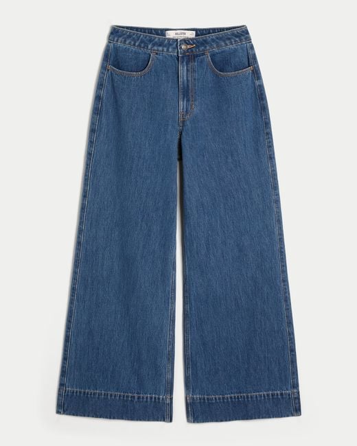 Hollister Blue Ultra High-rise Medium Wash Wide-leg Jeans