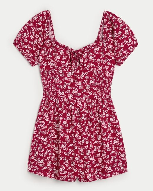 Hollister Red Hollister Sofia Double-tier Romper