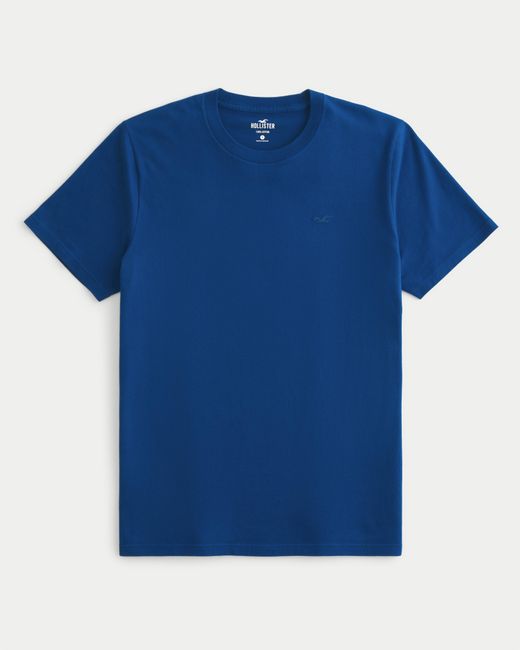 Hollister Blue Cotton Icon Crew T-shirt for men